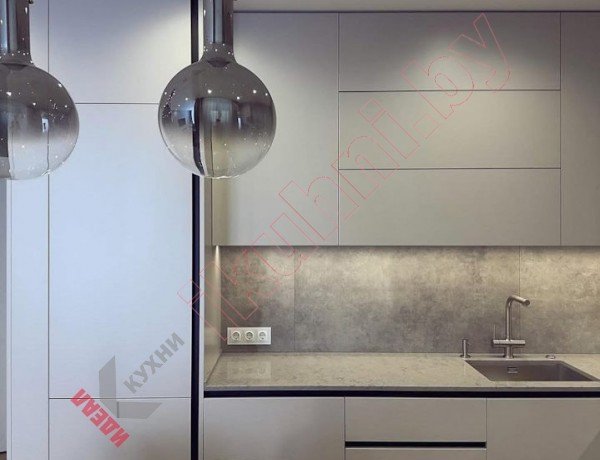 Практичная серая угловая кухня с умной организацией шкафов из крашенного МДФ №85